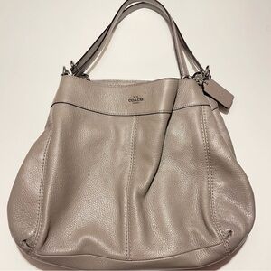 COACH Lexy Grey Leather Shoulder Bag